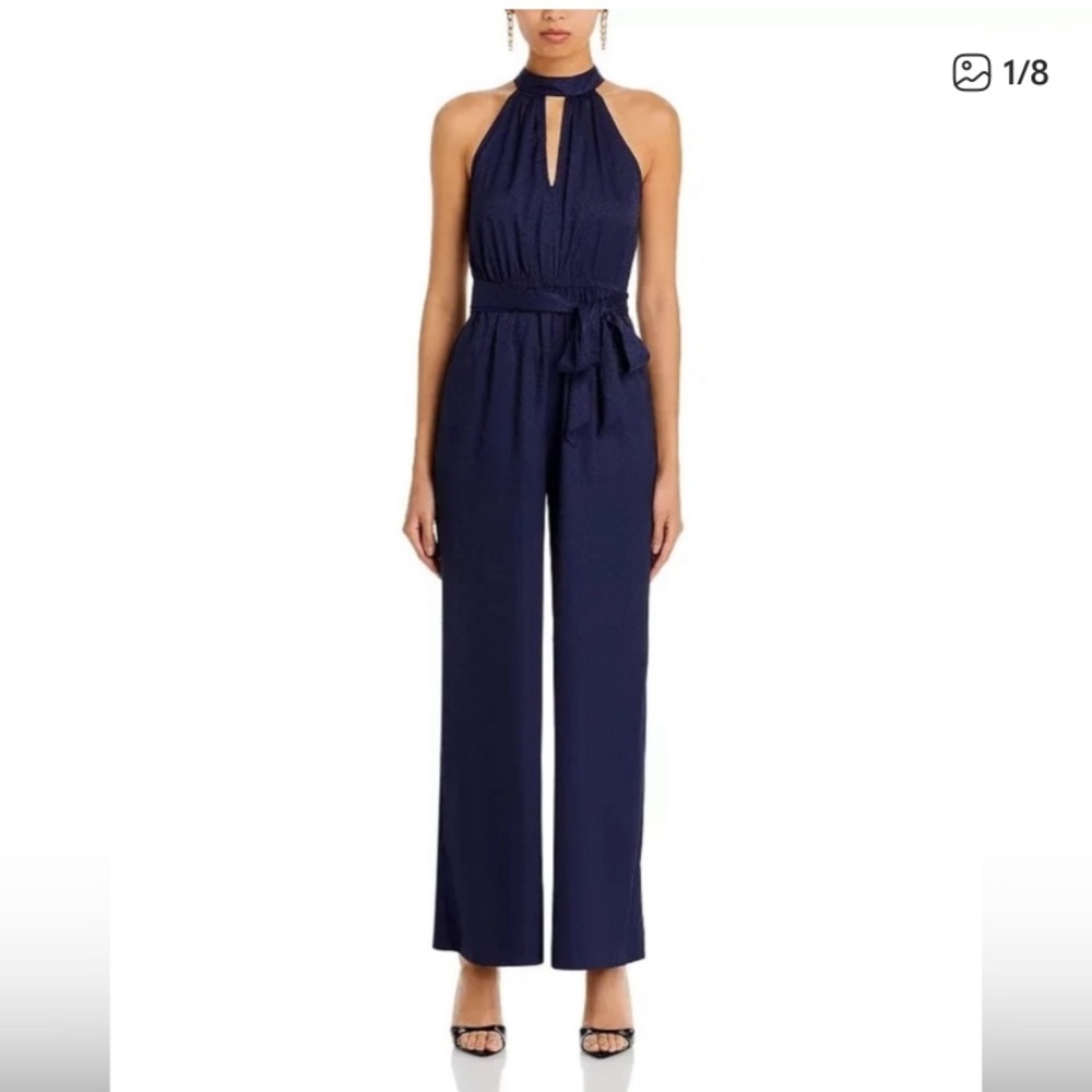 Aqua Navy Halter Jumpsuit